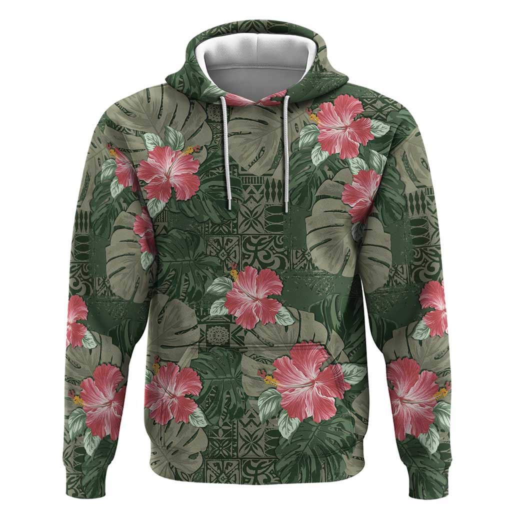 Hawaii Hoodie Green Polynesian Monstera Patterns DT05 Pullover Hoodie Green - Polynesian Pride