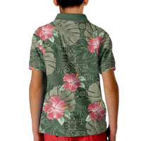 Hawaii Kid Polo Shirt Green Polynesian Monstera Patterns DT05 - Polynesian Pride