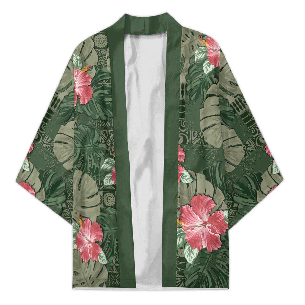 Hawaii Kimono Green Polynesian Monstera Patterns DT05 Unisex Green - Polynesian Pride