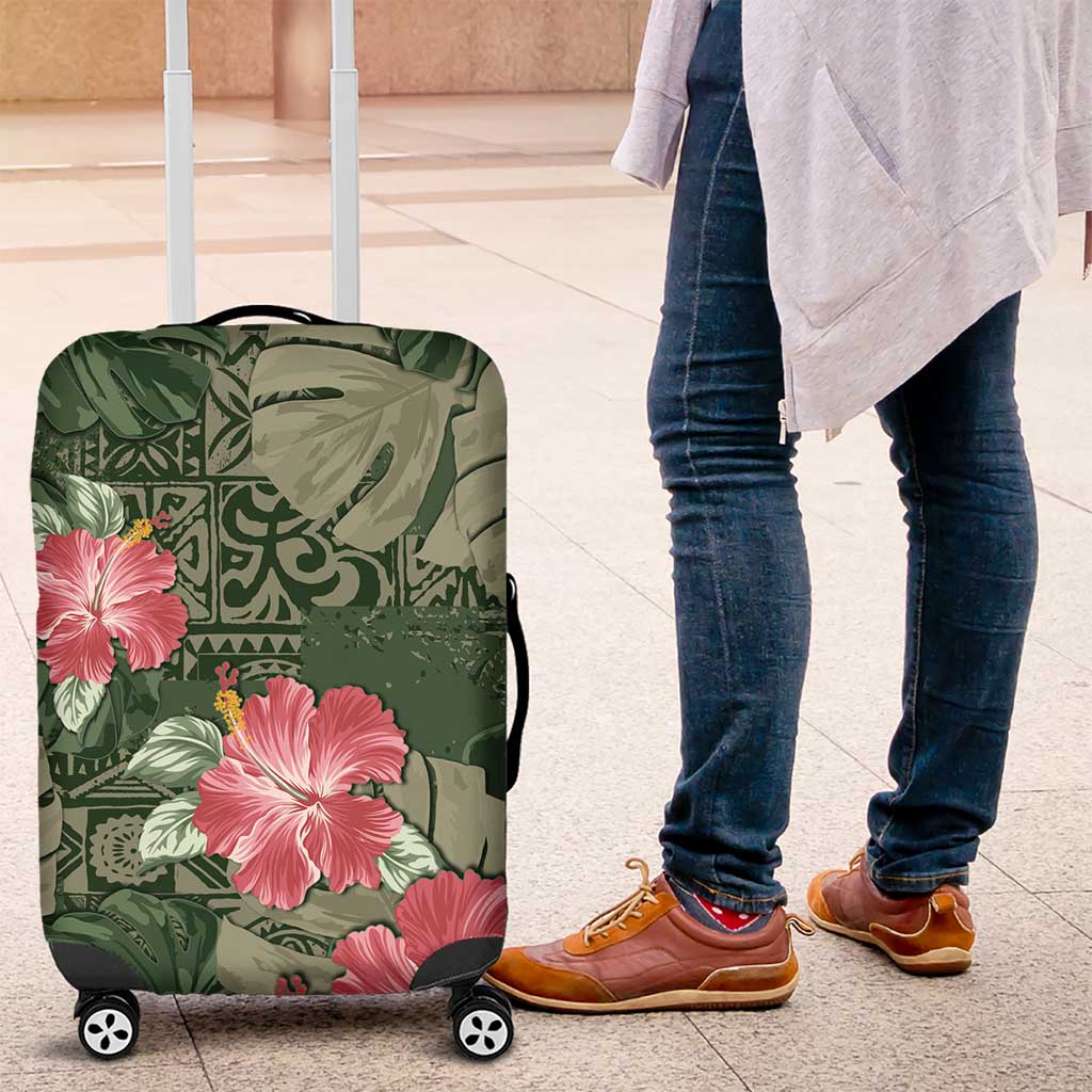 Hawaii Luggage Cover Green Polynesian Monstera Patterns DT05 Green - Polynesian Pride