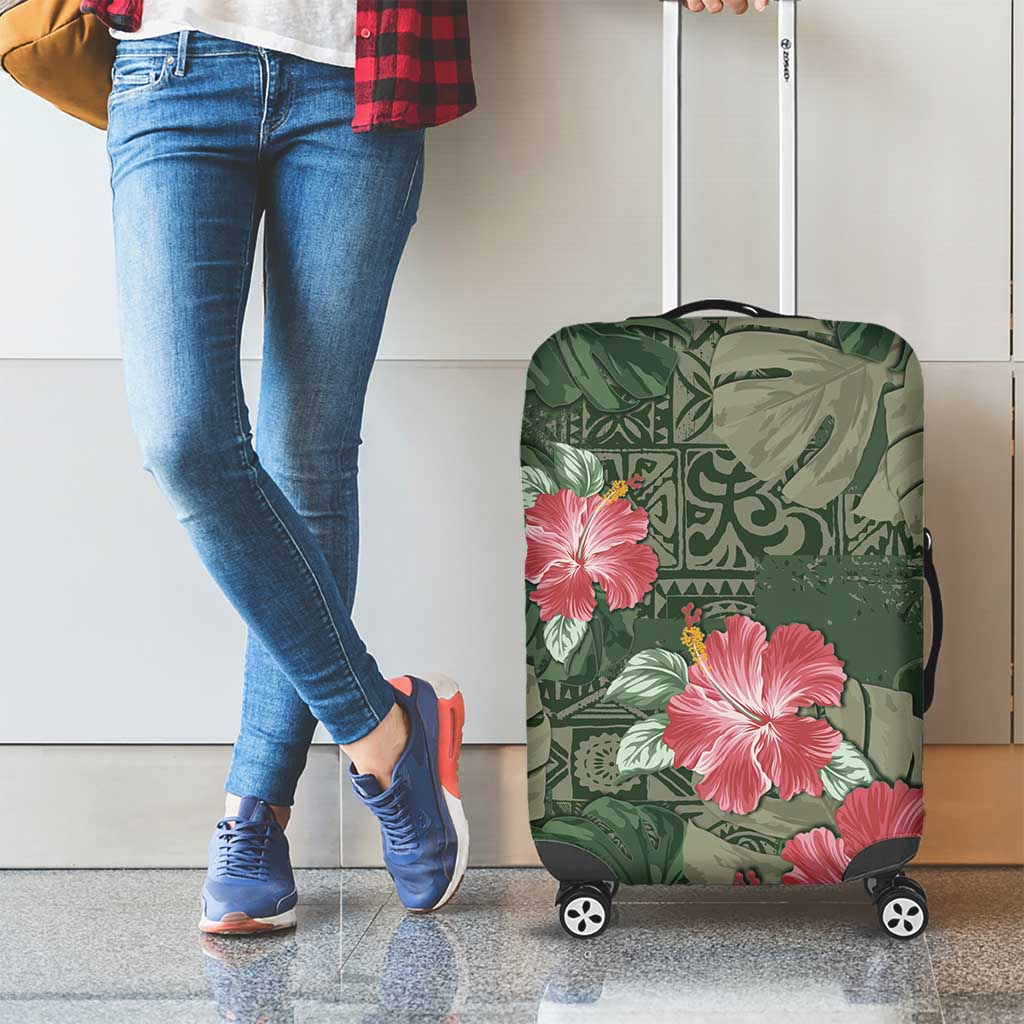 Hawaii Luggage Cover Green Polynesian Monstera Patterns DT05 - Polynesian Pride