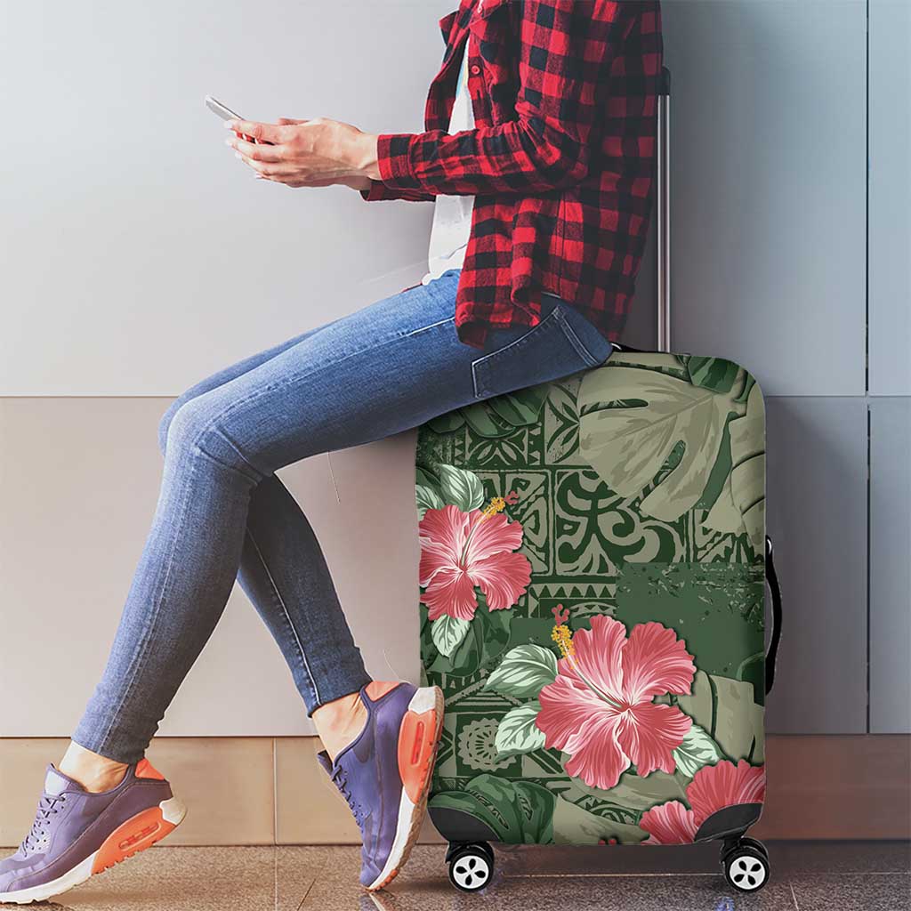 Hawaii Luggage Cover Green Polynesian Monstera Patterns DT05 - Polynesian Pride