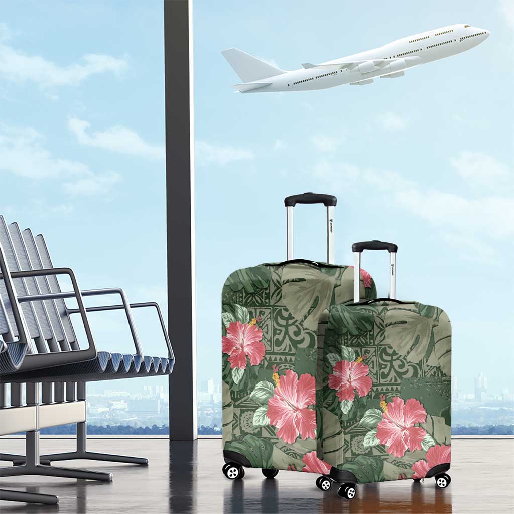 Hawaii Luggage Cover Green Polynesian Monstera Patterns DT05 - Polynesian Pride
