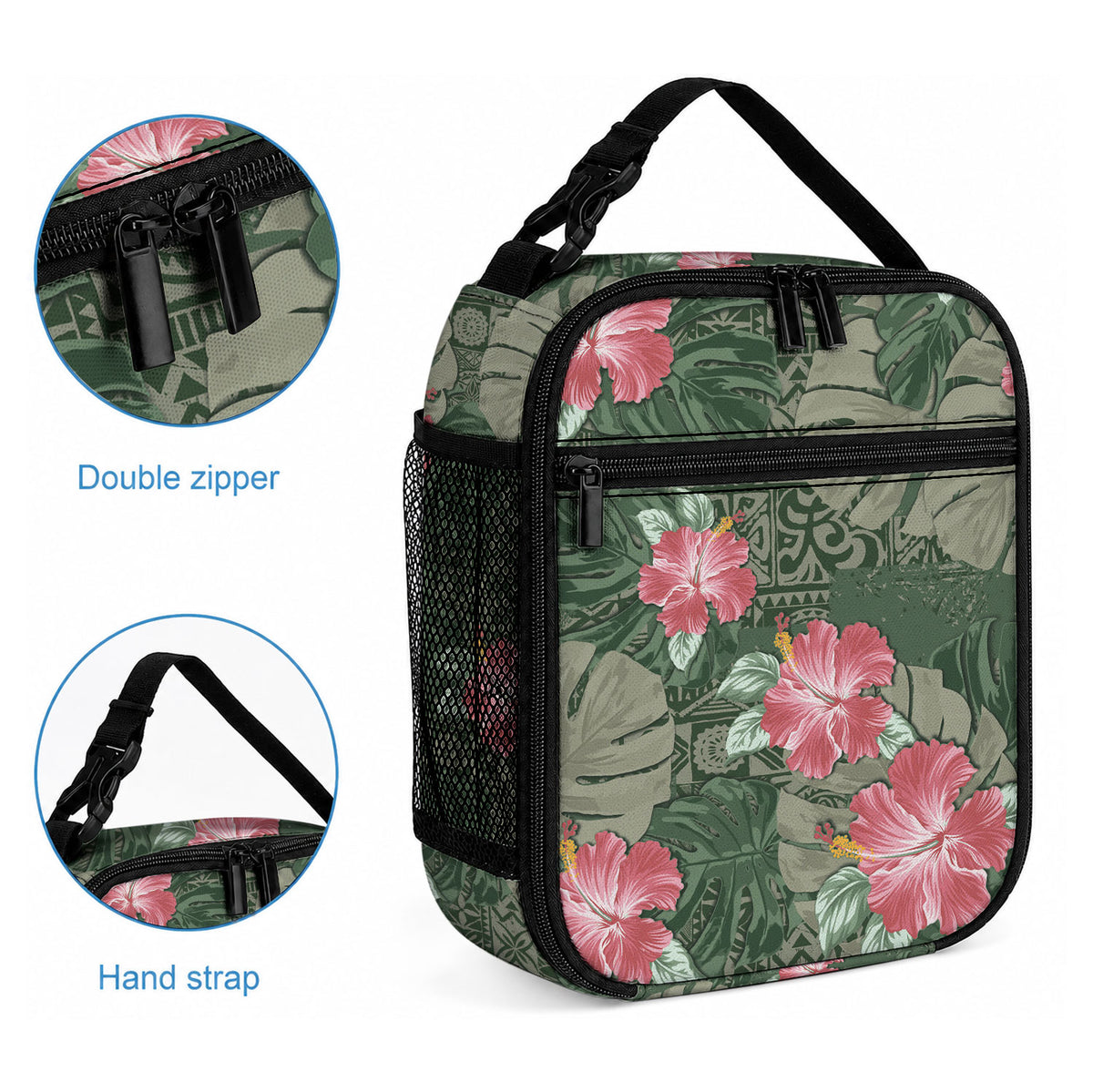 Hawaii Lunch Bag Green Polynesian Monstera Patterns