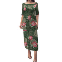 Hawaii Puletasi Green Polynesian Monstera Patterns DT05 Long Dress Green - Polynesian Pride