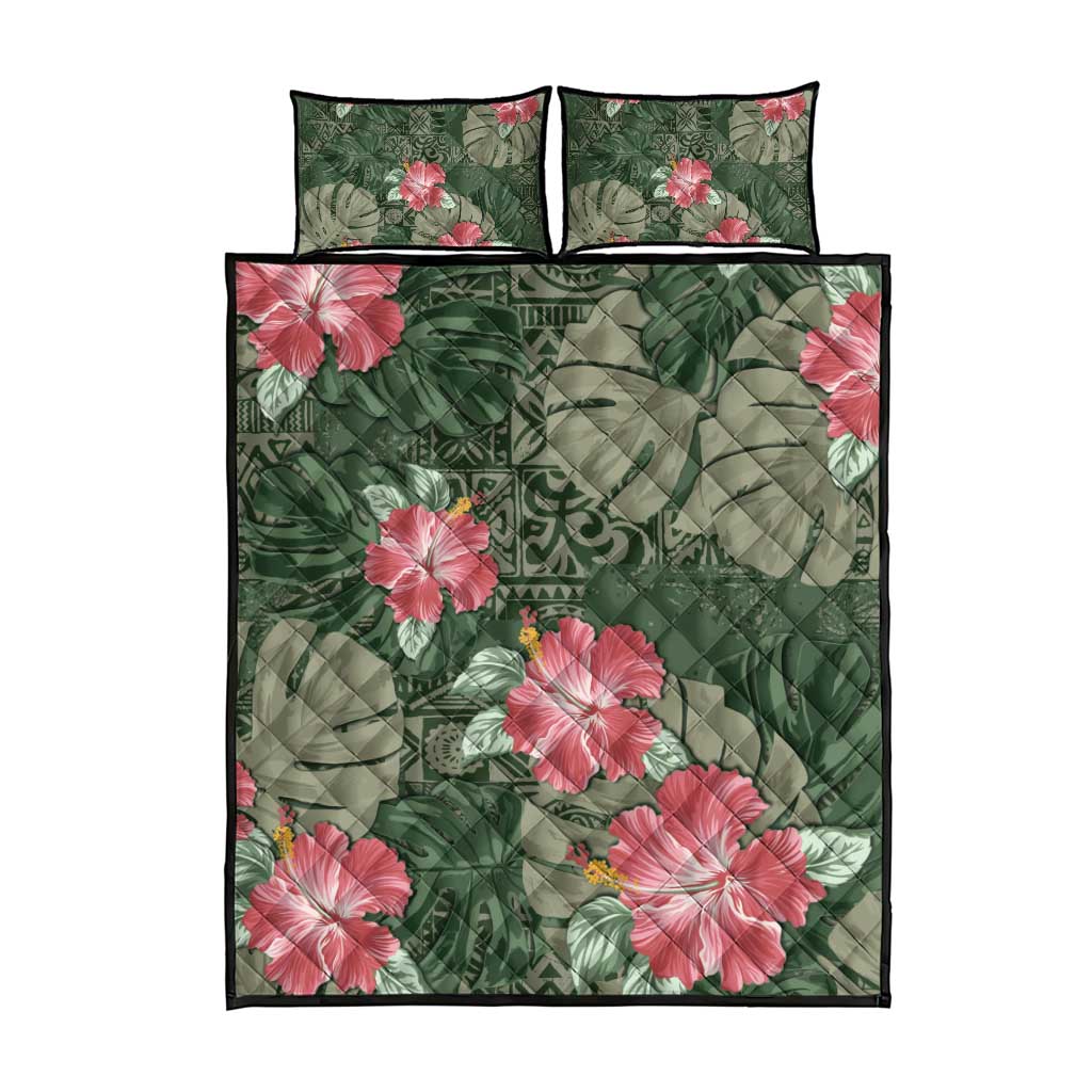 Hawaii Quilt Bed Set Green Polynesian Monstera Patterns DT05 - Polynesian Pride