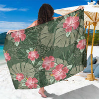 Hawaii Sarong Green Polynesian Monstera Patterns DT05 One Size 44 x 66 inches Green - Polynesian Pride