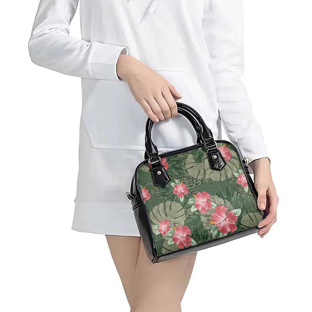 Hawaii Shoulder Handbag Green Polynesian Monstera Patterns DT05 - Polynesian Pride