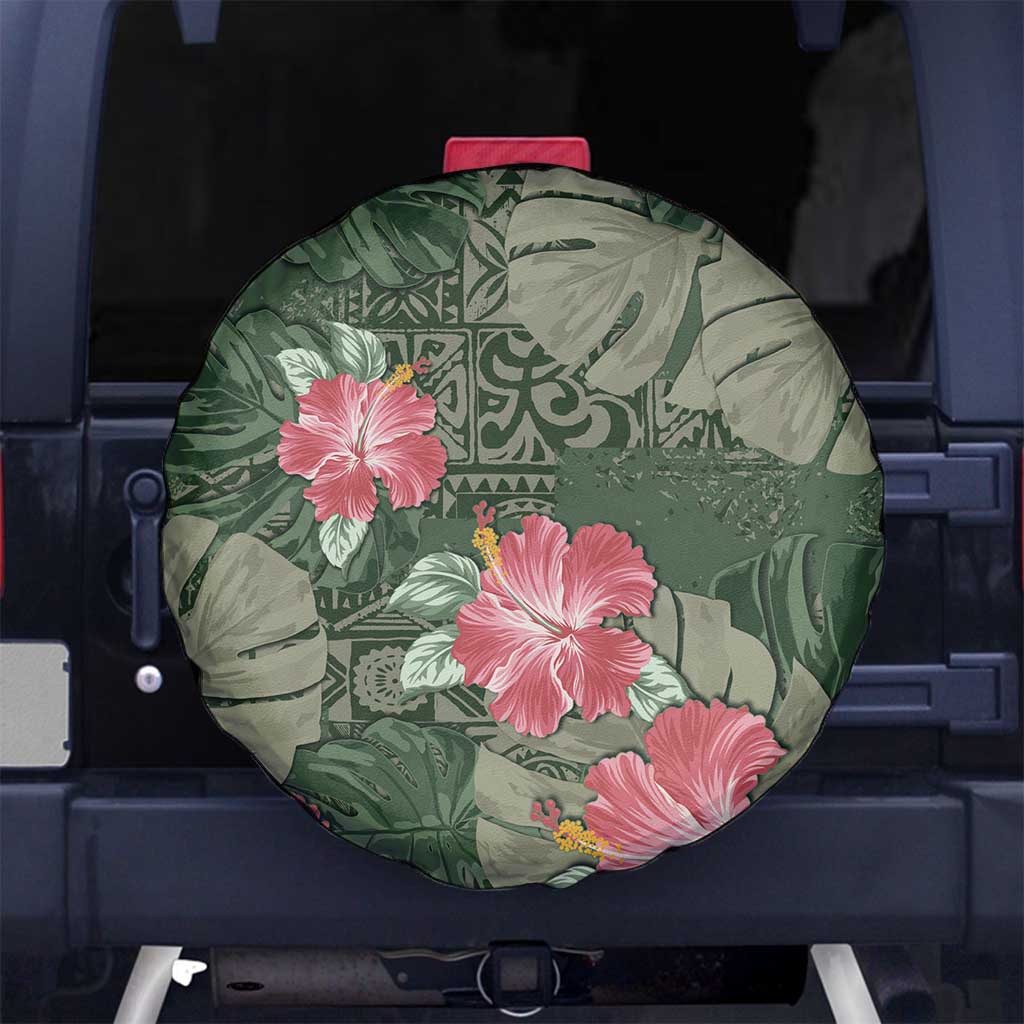 Hawaii Spare Tire Cover Green Polynesian Monstera Patterns DT05 No hole Green - Polynesian Pride