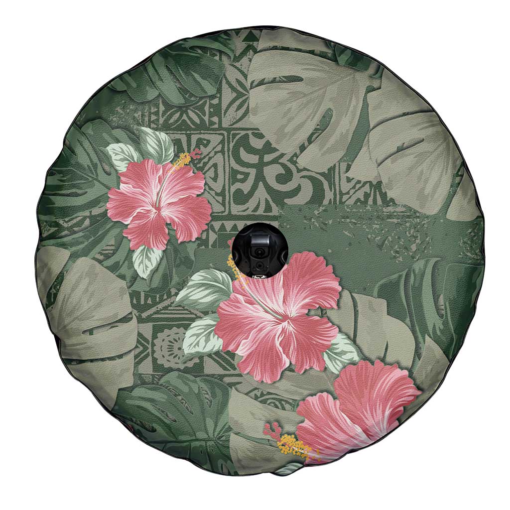 Hawaii Spare Tire Cover Green Polynesian Monstera Patterns DT05 - Polynesian Pride
