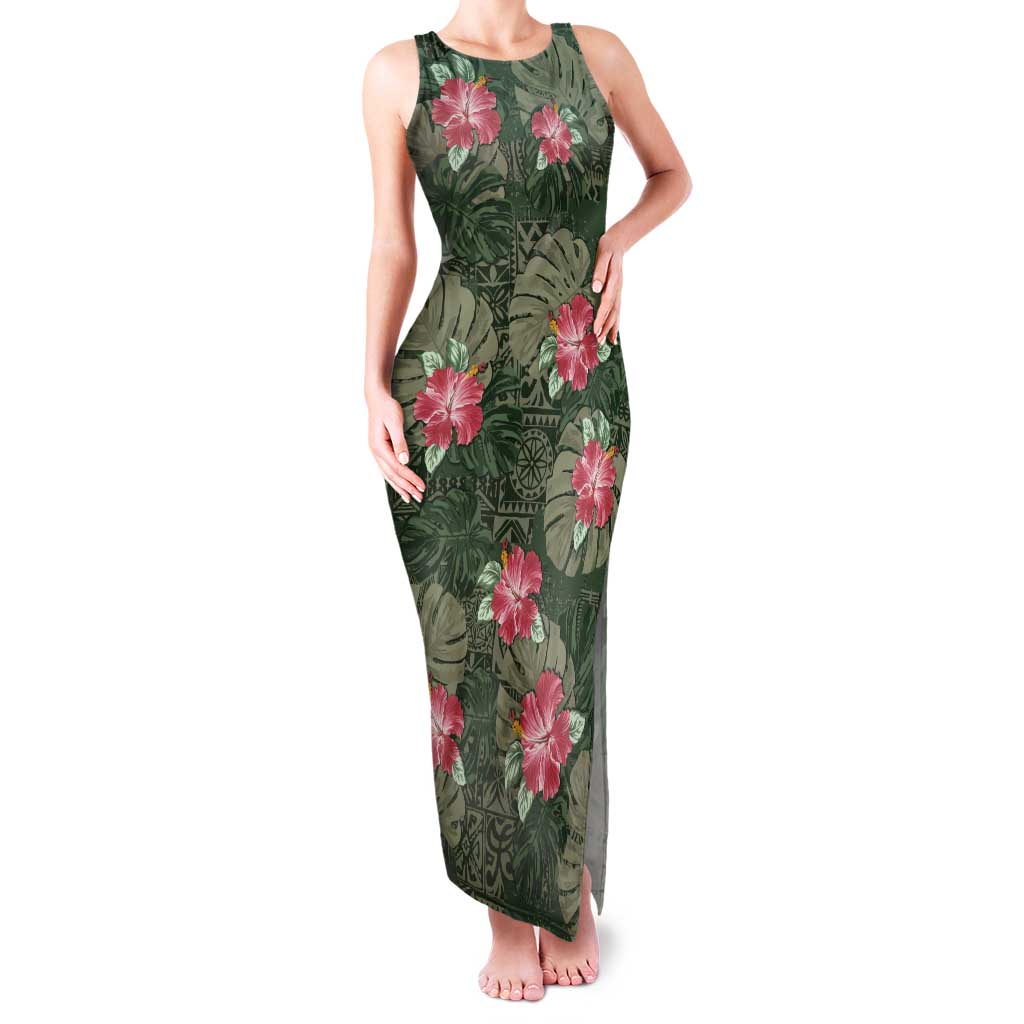Hawaii Tank Maxi Dress Green Polynesian Monstera Patterns DT05 Women Green - Polynesian Pride