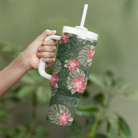Hawaii Tumbler With Handle Green Polynesian Monstera Patterns DT05 - Polynesian Pride