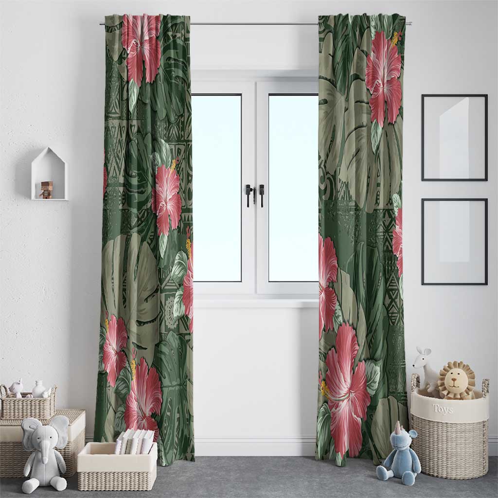 Hawaii Window Curtain Green Polynesian Monstera Patterns DT05 - Polynesian Pride
