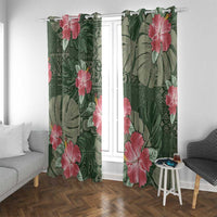Hawaii Window Curtain Green Polynesian Monstera Patterns DT05 With Grommets Green - Polynesian Pride