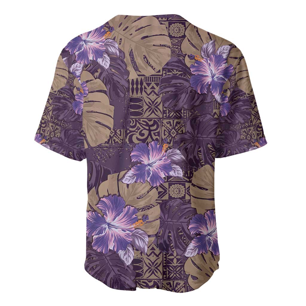 Hawaii Baseball Jersey Purple Polynesian Monstera Patterns DT05 - Polynesian Pride