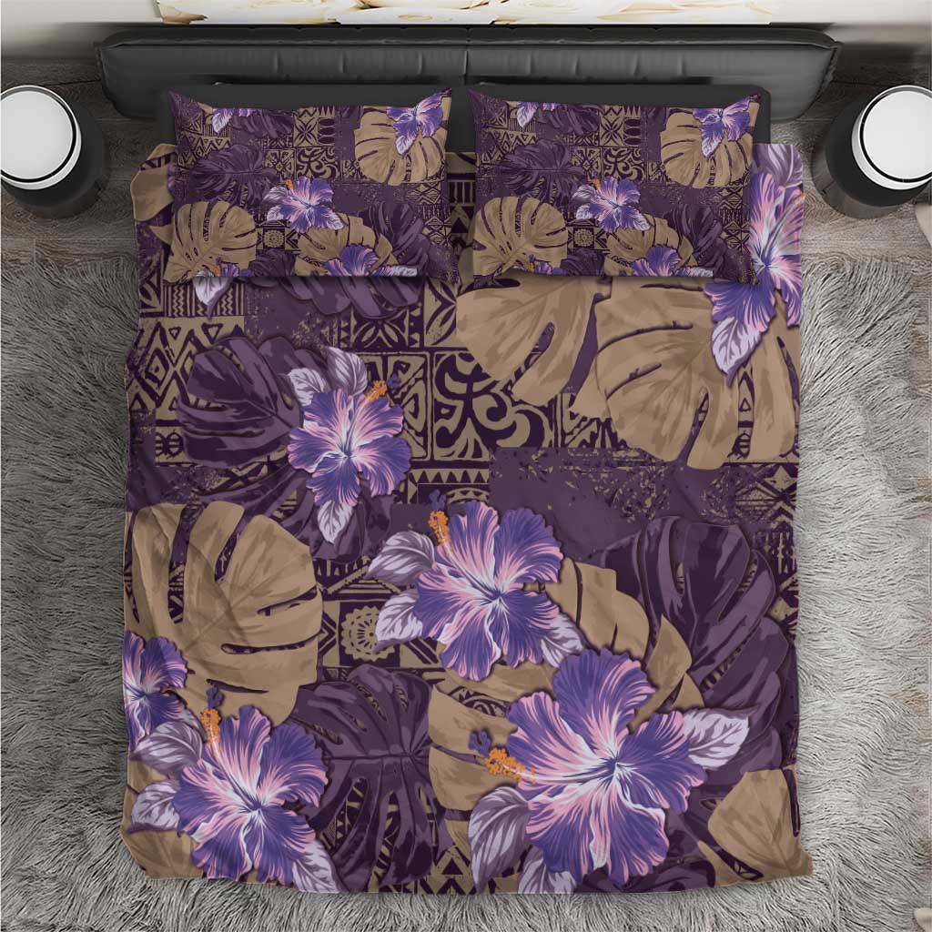Hawaii Bedding Set Purple Polynesian Monstera Patterns DT05 Purple - Polynesian Pride