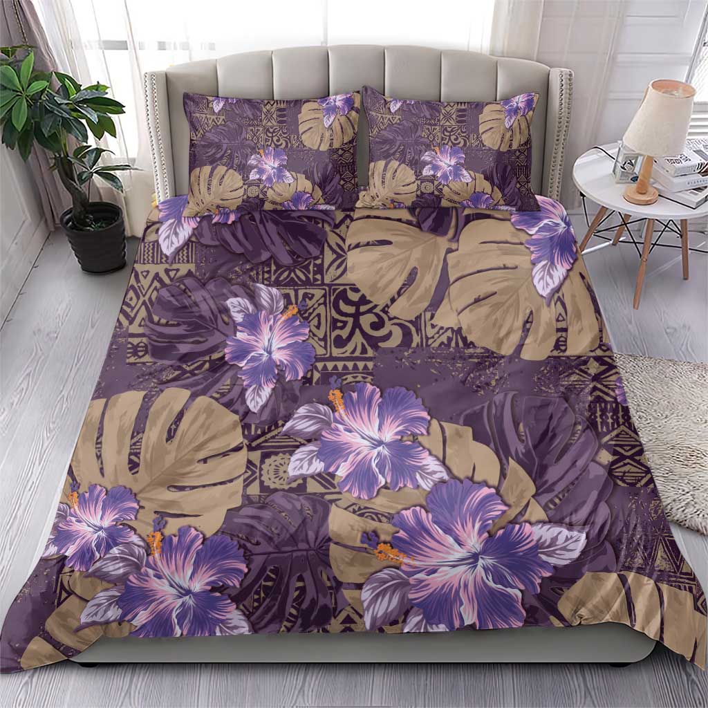 Hawaii Bedding Set Purple Polynesian Monstera Patterns DT05 - Polynesian Pride