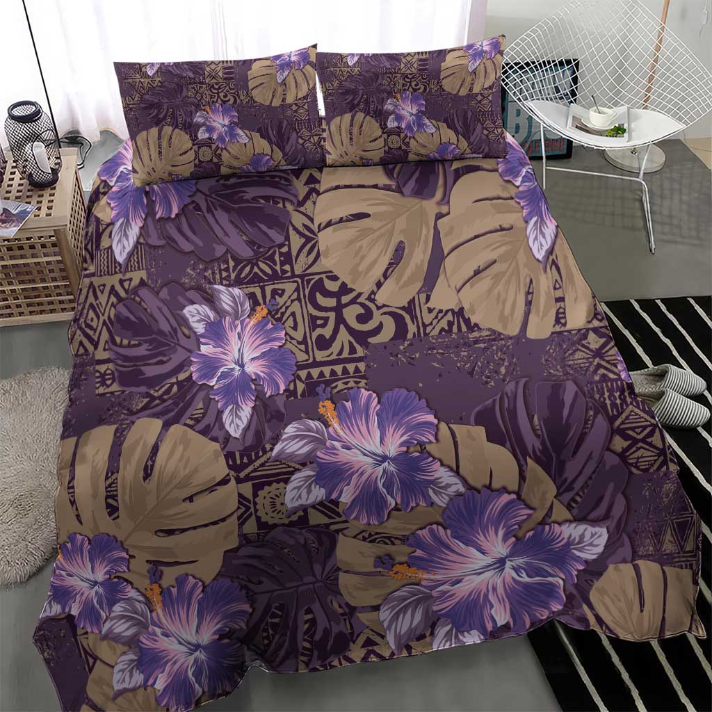 Hawaii Bedding Set Purple Polynesian Monstera Patterns DT05 - Polynesian Pride