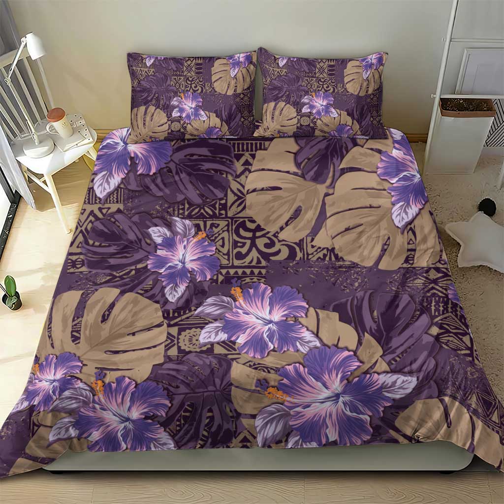 Hawaii Bedding Set Purple Polynesian Monstera Patterns DT05 - Polynesian Pride