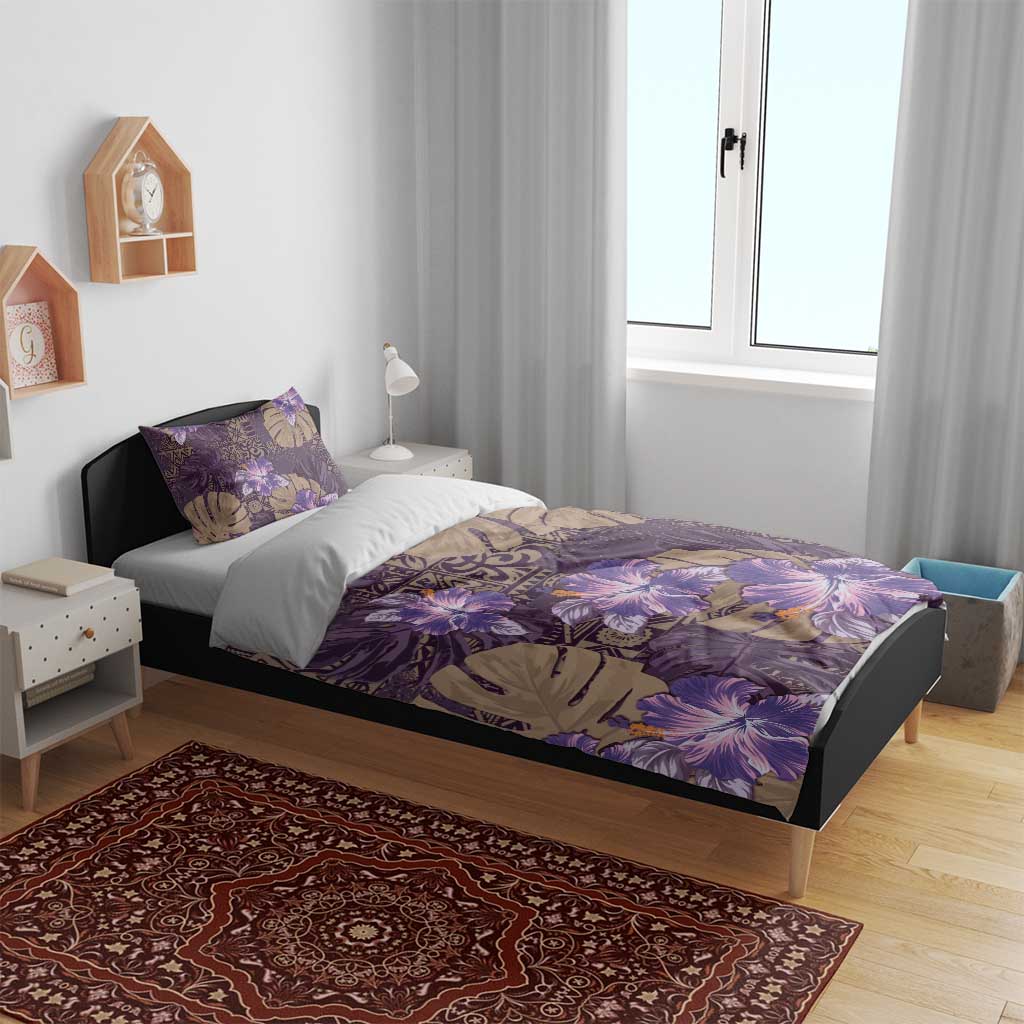 Hawaii Bedding Set Purple Polynesian Monstera Patterns DT05 - Polynesian Pride