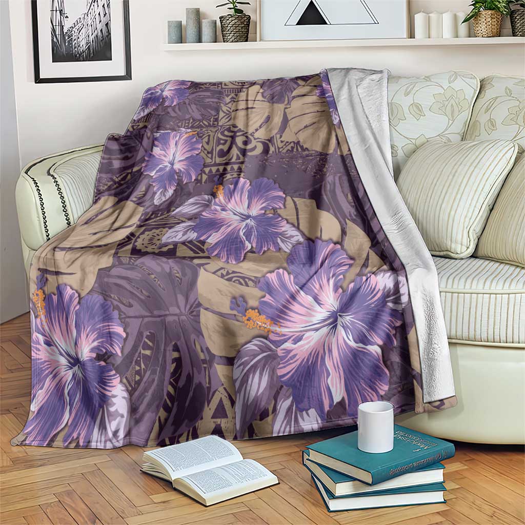 Hawaii Blanket Purple Polynesian Monstera Patterns DT05 Purple - Polynesian Pride