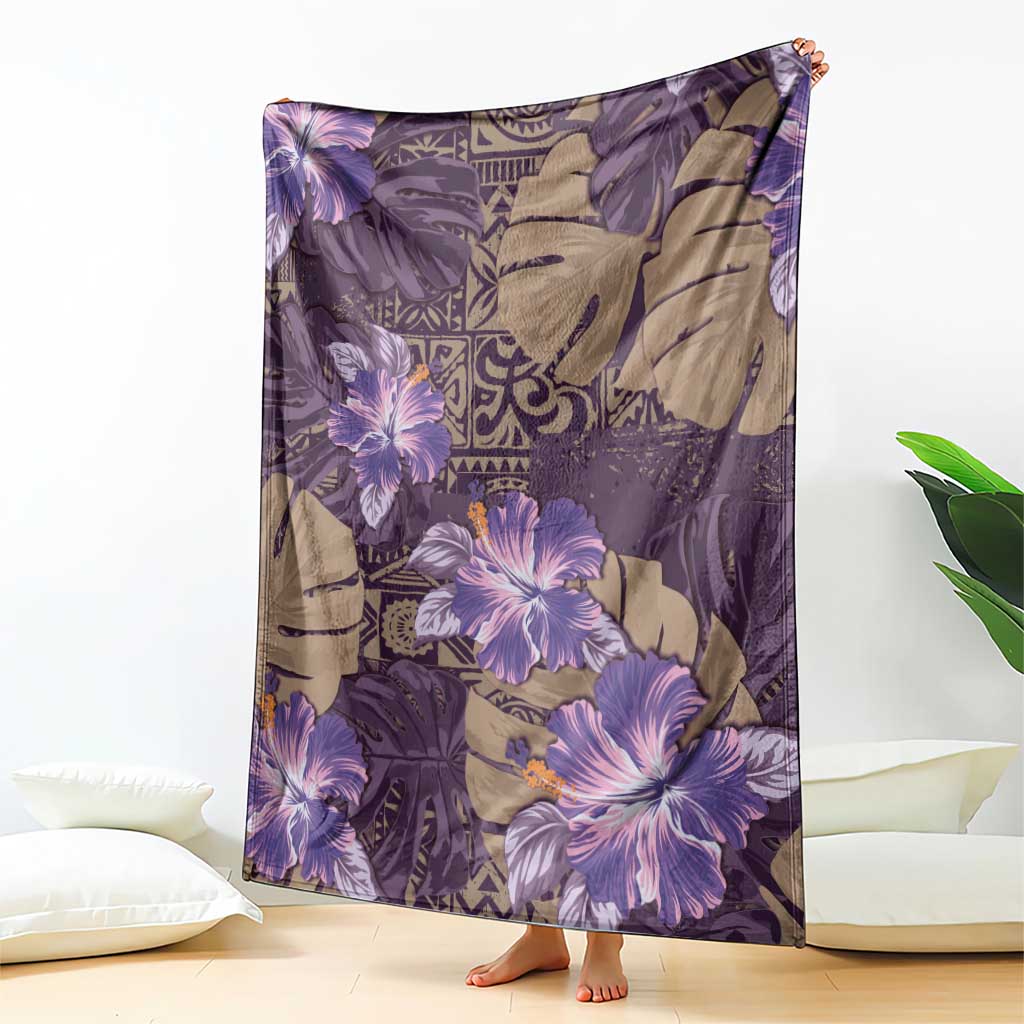 Hawaii Blanket Purple Polynesian Monstera Patterns DT05 - Polynesian Pride