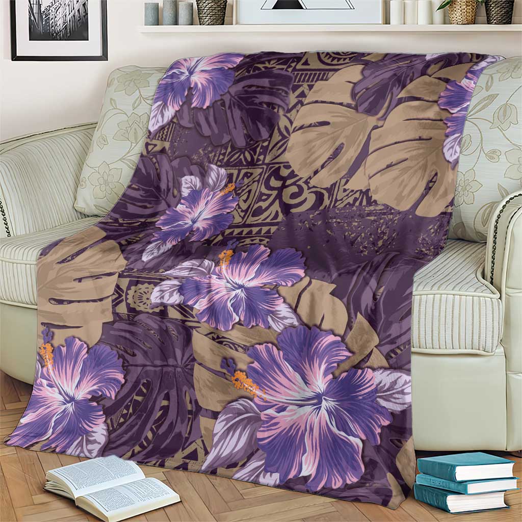 Hawaii Blanket Purple Polynesian Monstera Patterns DT05 - Polynesian Pride