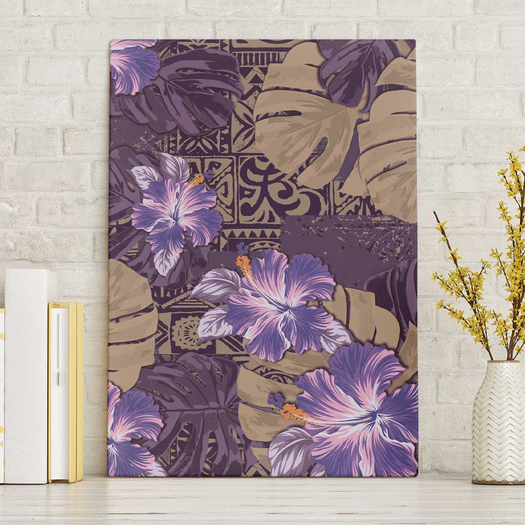 Hawaii Canvas Wall Art Purple Polynesian Monstera Patterns DT05 Without Frame Purple - Polynesian Pride