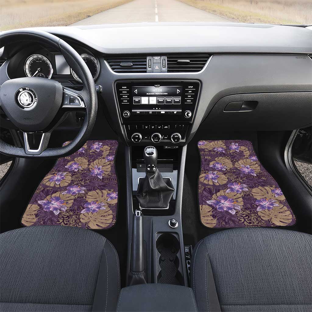 Hawaii Car Mats Purple Polynesian Monstera Patterns DT05 Set 2pcs - Front Purple - Polynesian Pride