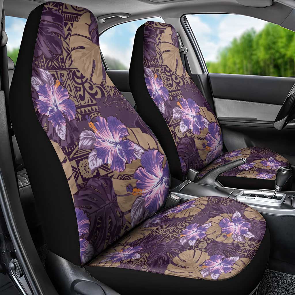 Hawaii Car Seat Cover Purple Polynesian Monstera Patterns DT05 - Polynesian Pride