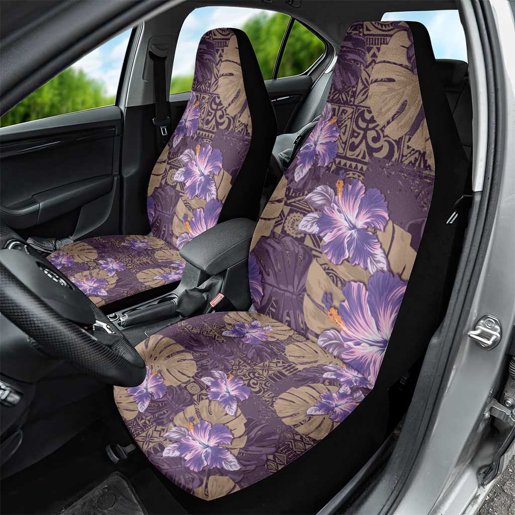 Hawaii Car Seat Cover Purple Polynesian Monstera Patterns DT05 - Polynesian Pride
