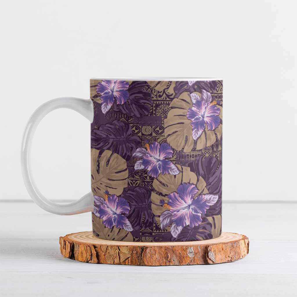 Hawaii Ceramic Mug Purple Polynesian Monstera Patterns DT05 Purple - Polynesian Pride