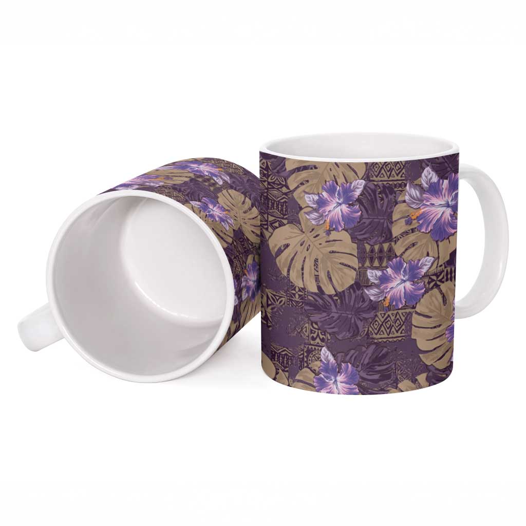 Hawaii Ceramic Mug Purple Polynesian Monstera Patterns DT05 - Polynesian Pride