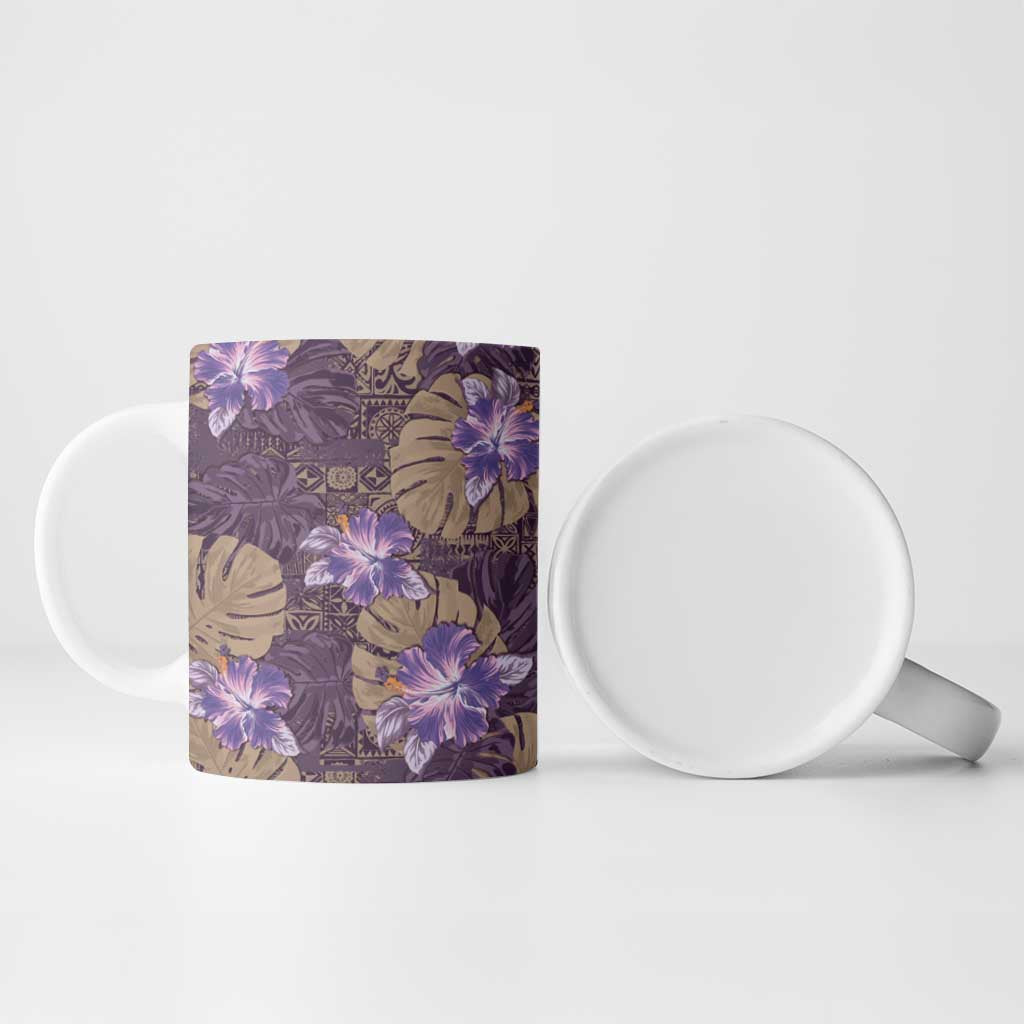 Hawaii Ceramic Mug Purple Polynesian Monstera Patterns DT05 - Polynesian Pride