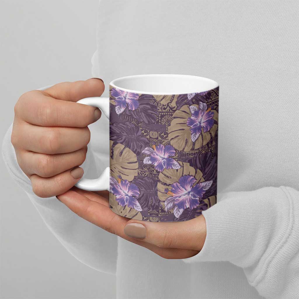 Hawaii Ceramic Mug Purple Polynesian Monstera Patterns DT05 - Polynesian Pride