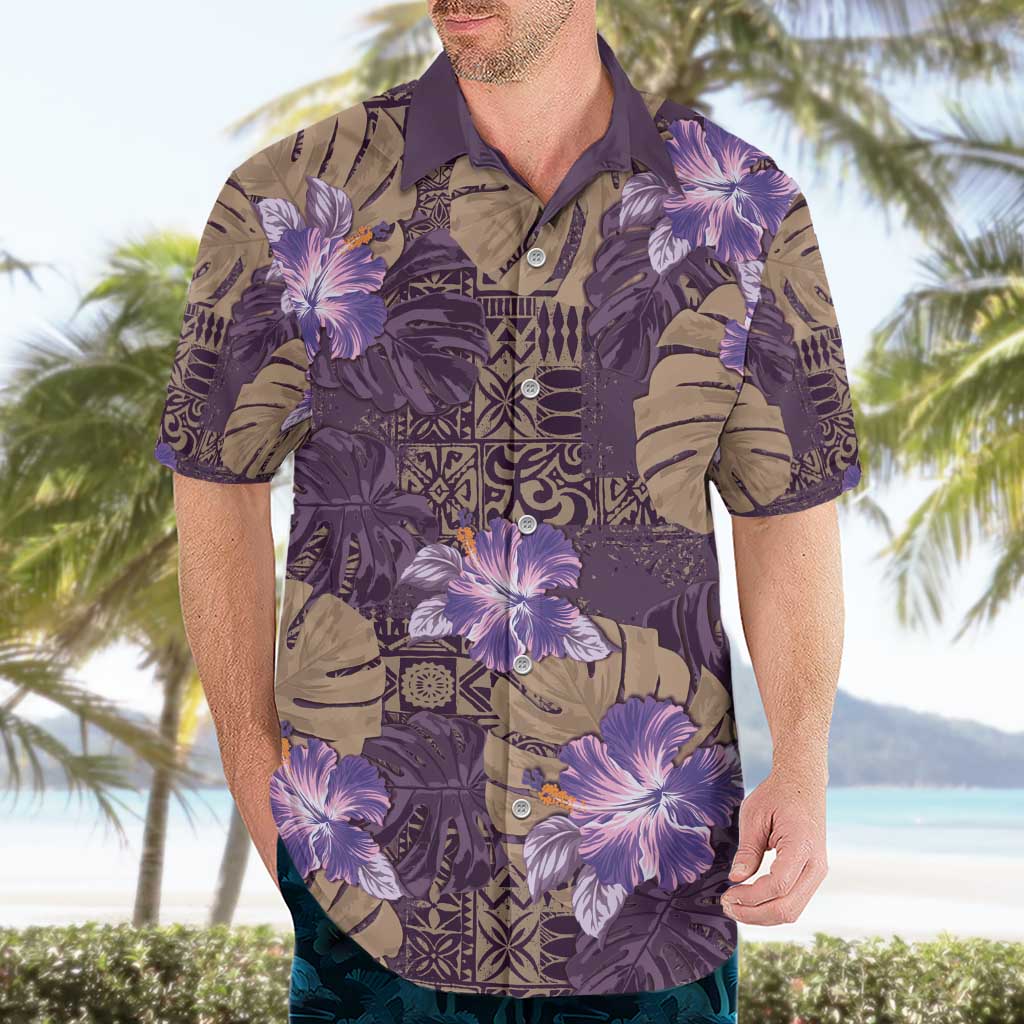 Hawaii Hawaiian Shirt Purple Polynesian Monstera Patterns DT05 - Polynesian Pride
