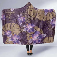 Hawaii Hooded Blanket Purple Polynesian Monstera Patterns DT05 One Size Purple - Polynesian Pride