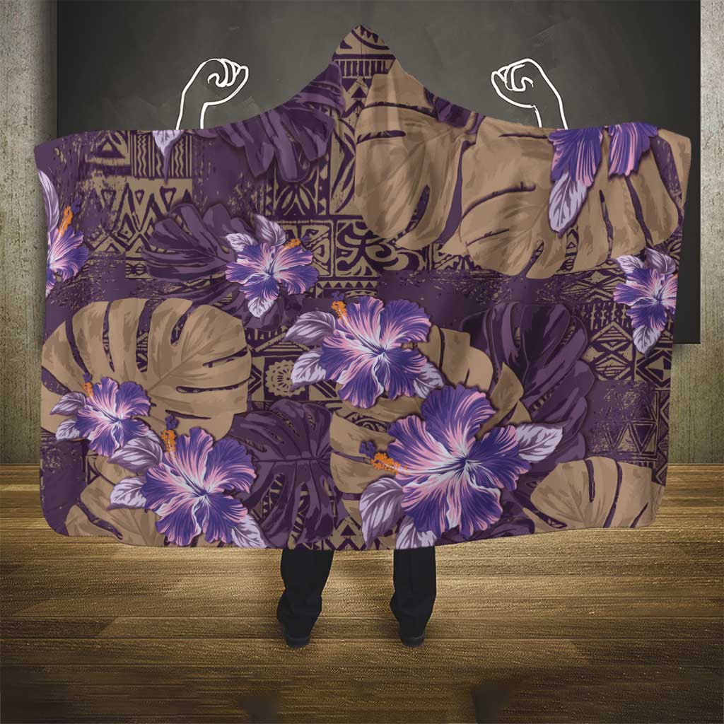 Hawaii Hooded Blanket Purple Polynesian Monstera Patterns DT05 - Polynesian Pride