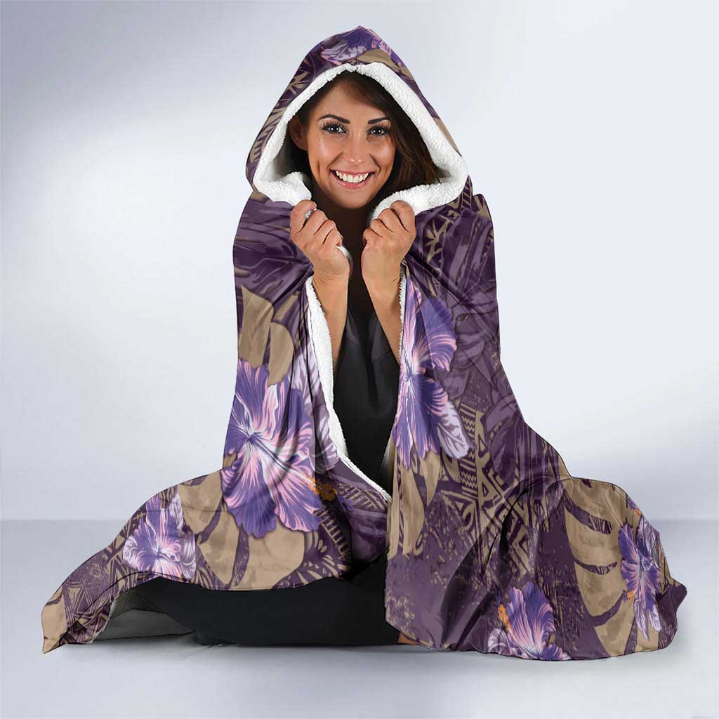 Hawaii Hooded Blanket Purple Polynesian Monstera Patterns DT05 - Polynesian Pride