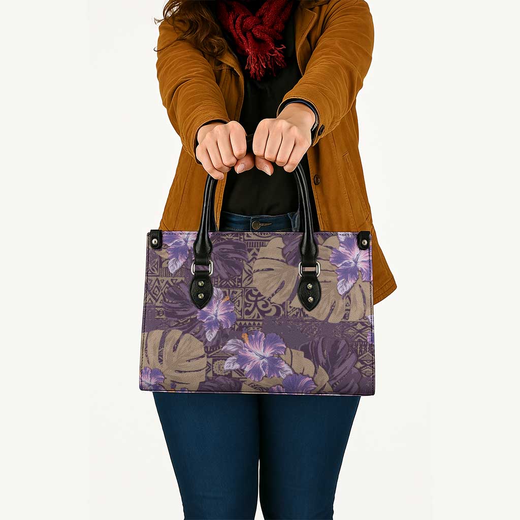 Hawaii Leather Bag Purple Polynesian Monstera Patterns DT05 Purple - Polynesian Pride