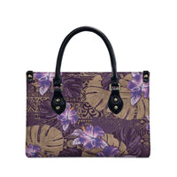 Hawaii Leather Bag Purple Polynesian Monstera Patterns DT05 - Polynesian Pride