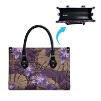 Hawaii Leather Bag Purple Polynesian Monstera Patterns DT05 - Polynesian Pride