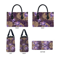 Hawaii Leather Bag Purple Polynesian Monstera Patterns DT05 - Polynesian Pride