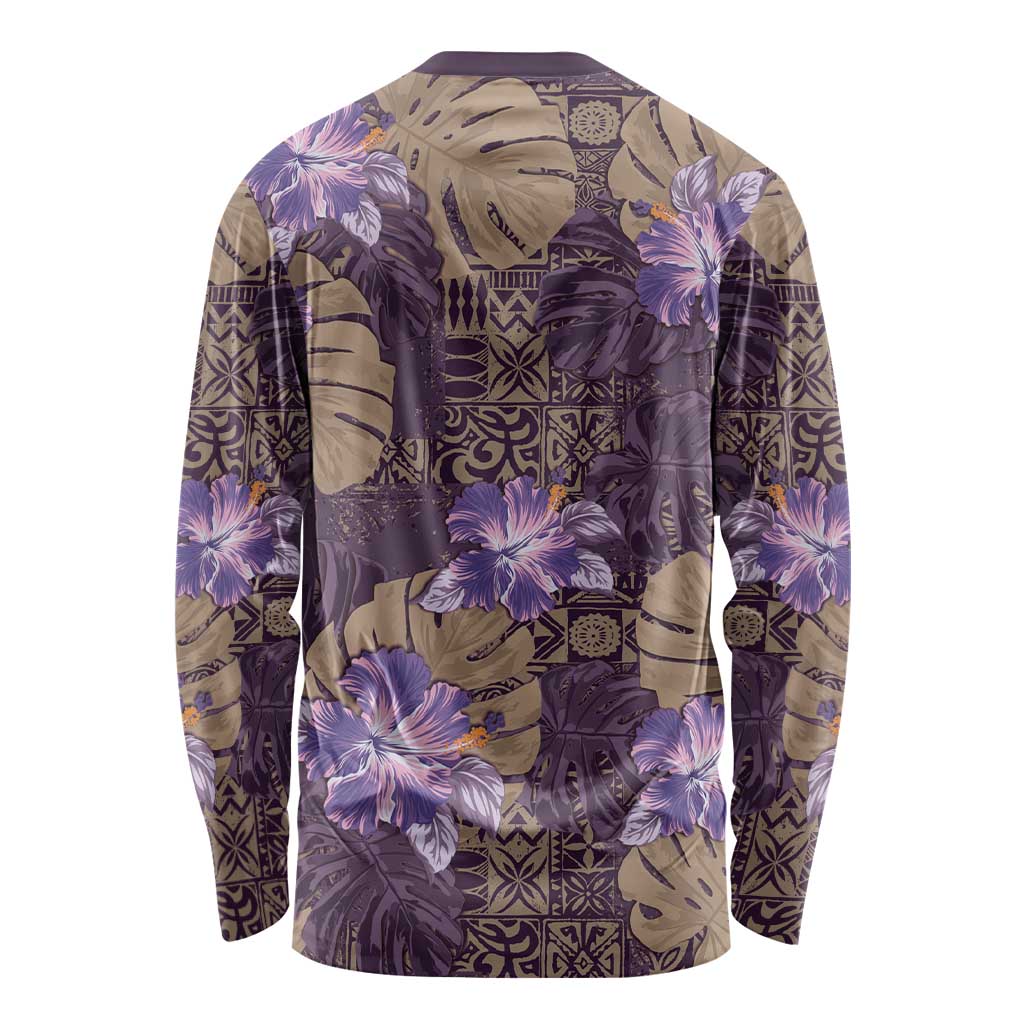 Hawaii Long Sleeve Shirt Purple Polynesian Monstera Patterns DT05 - Polynesian Pride
