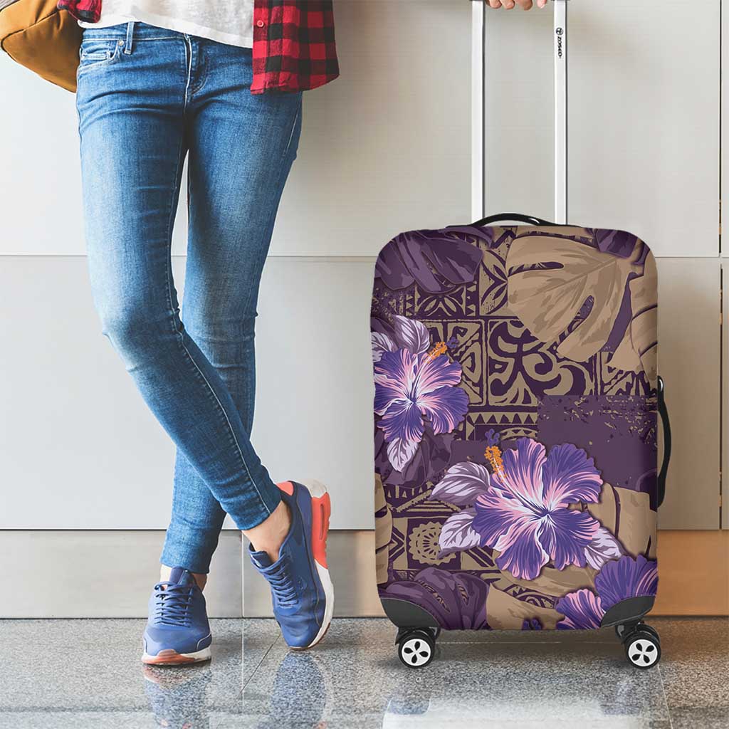 Hawaii Luggage Cover Purple Polynesian Monstera Patterns DT05 - Polynesian Pride