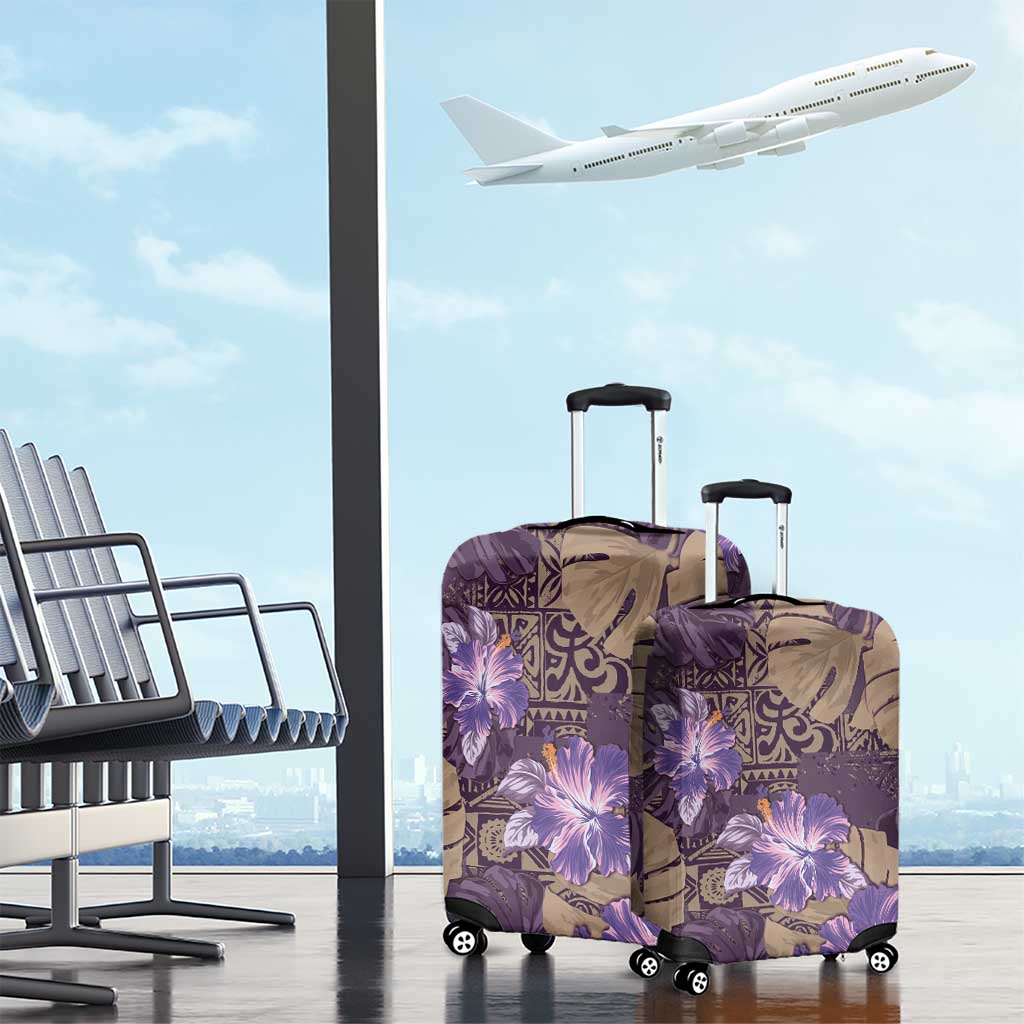 Hawaii Luggage Cover Purple Polynesian Monstera Patterns DT05 - Polynesian Pride