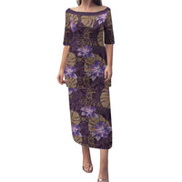 Hawaii Puletasi Purple Polynesian Monstera Patterns DT05 Long Dress Purple - Polynesian Pride