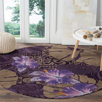 Hawaii Round Carpet Purple Polynesian Monstera Patterns DT05 - Polynesian Pride