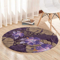 Hawaii Round Carpet Purple Polynesian Monstera Patterns DT05 - Polynesian Pride