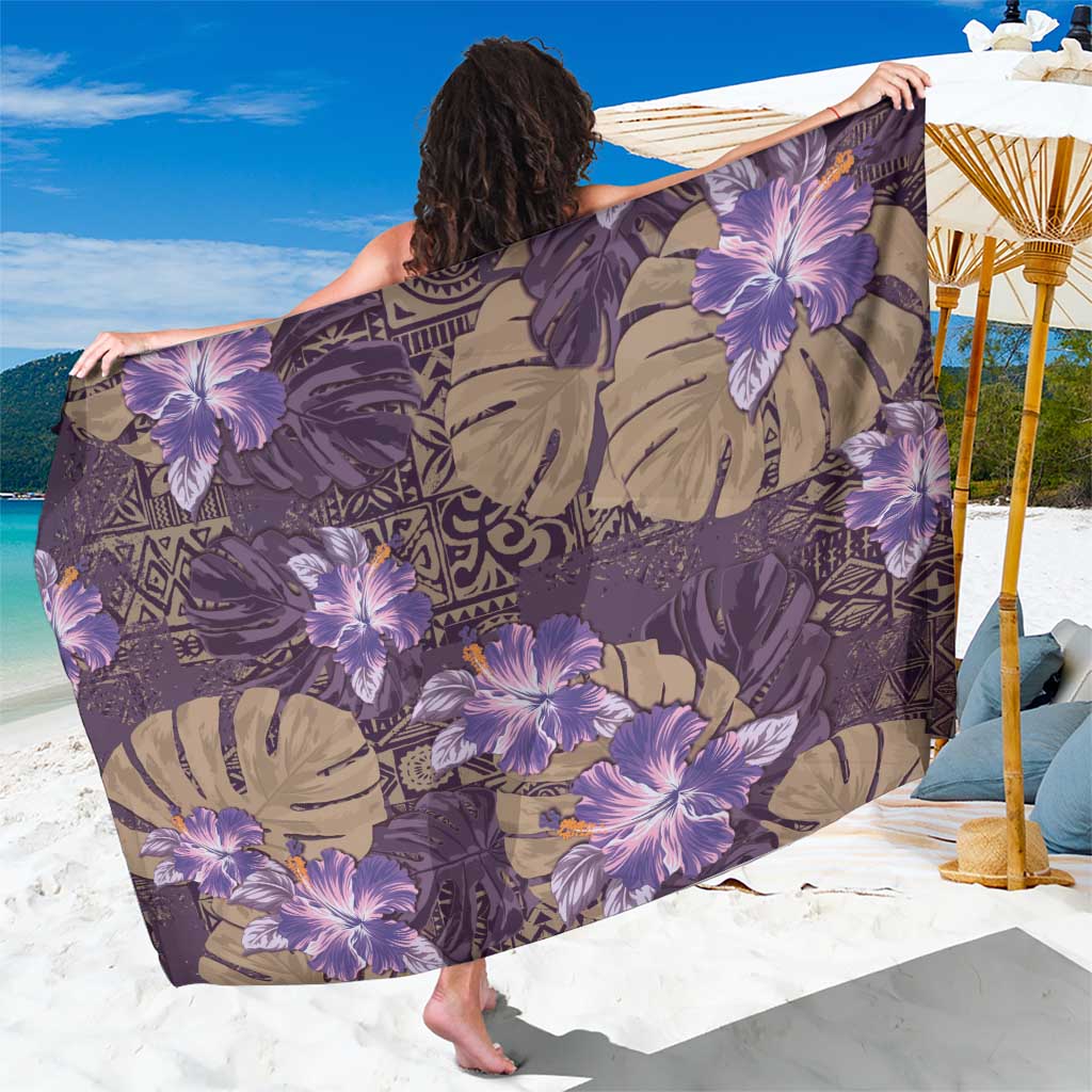 Hawaii Sarong Purple Polynesian Monstera Patterns DT05 One Size 44 x 66 inches Purple - Polynesian Pride